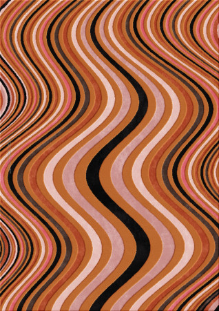 Anna-Veda 9753-sound waves - handmade rug, tufted (India), 24x24 5ply quality