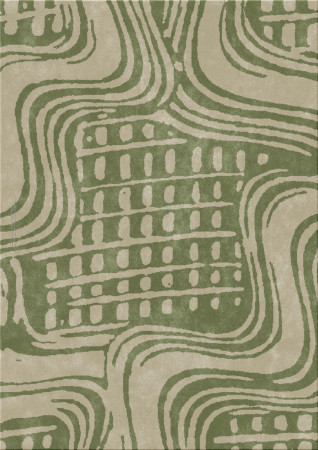 Anna-Veda 10211-garden plot - handmade rug, tufted (India), 24x24 5ply quality