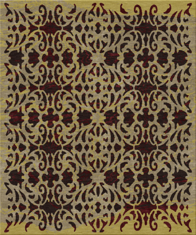 Anna-Veda 12424-floral laced - handmade rug, tufted (India), 24x24 5ply quality