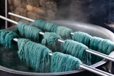 dye rug wool in a pot